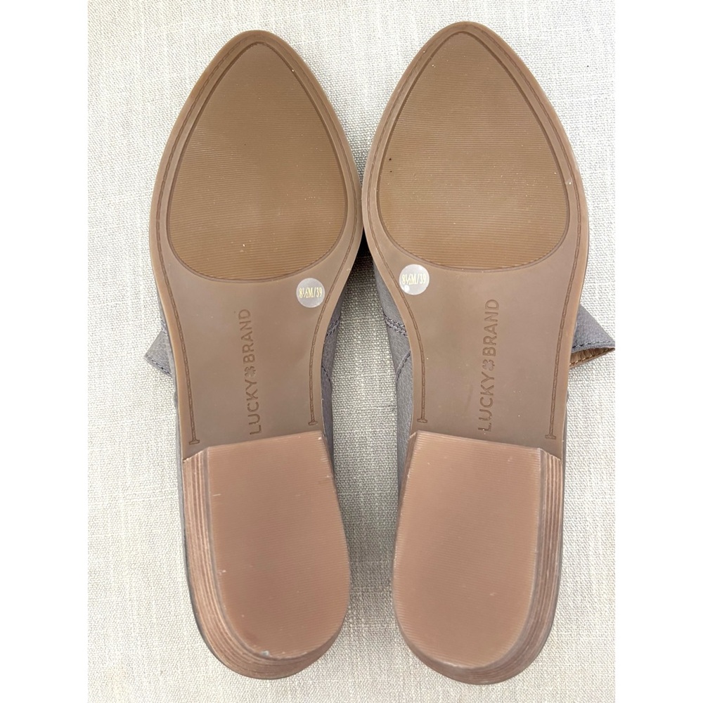 Lucky Brand Shoes Gray Leather Women's Loafers, Pointed Toe, Slide on-Size 8.5 - Picture 6 of 9